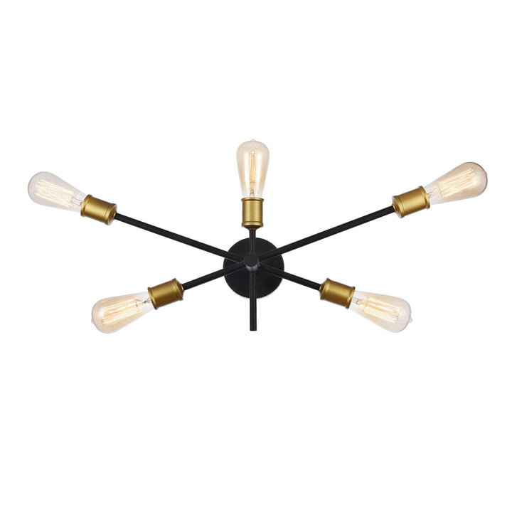 Collection Wall Sconce D24.7 H9.9 Lt:5 Black and Brass Finish by Living District
