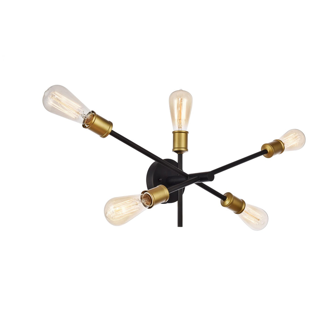 Collection Wall Sconce D24.7 H9.9 Lt:5 Black and Brass Finish
