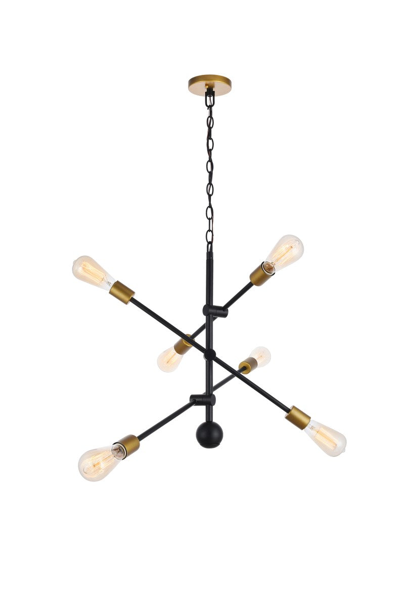 6 Lights Black Pendant by Living District