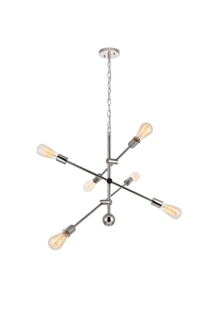6 Lights polished Nickel Pendant by Living District