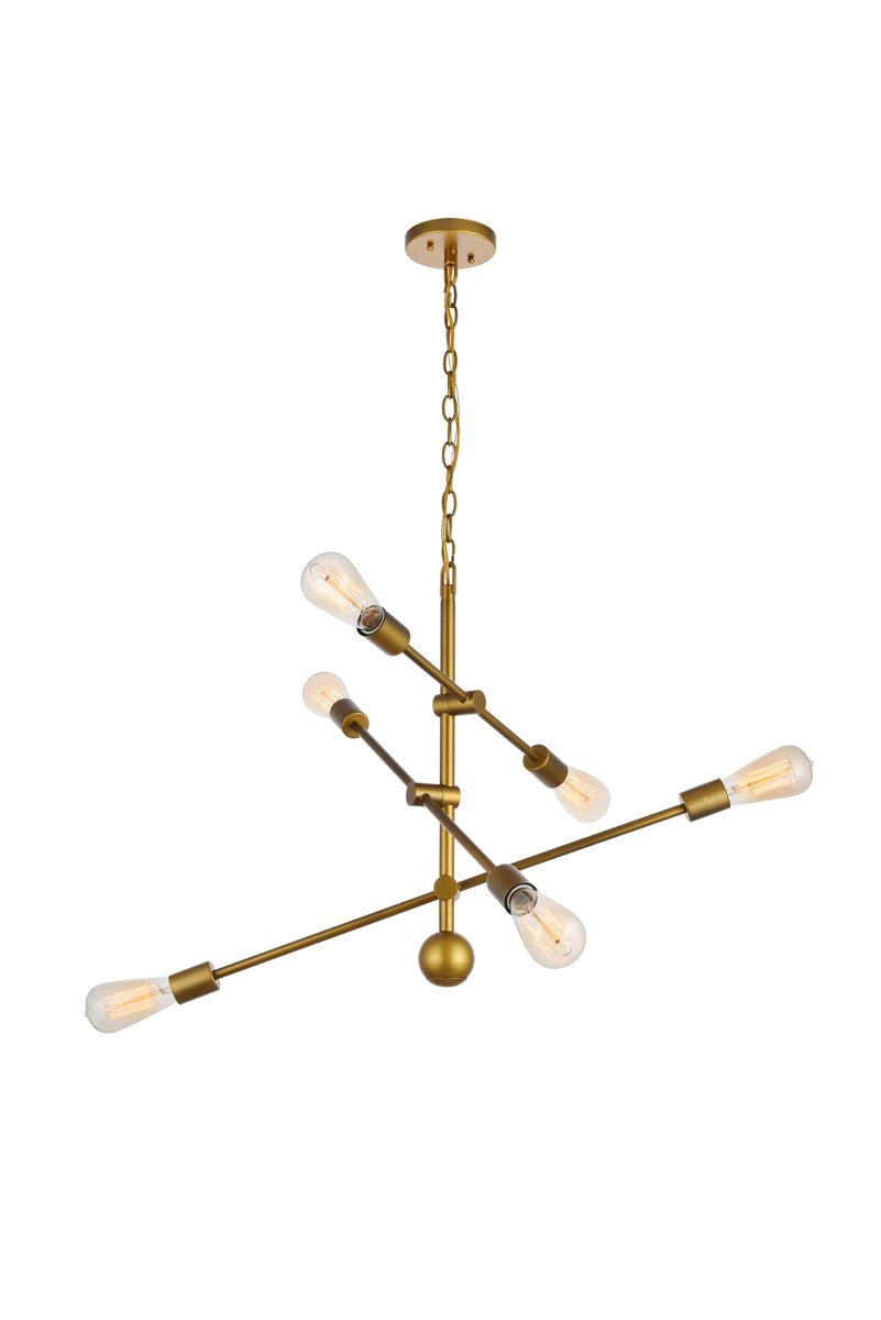 6 Lights Brass Pendant