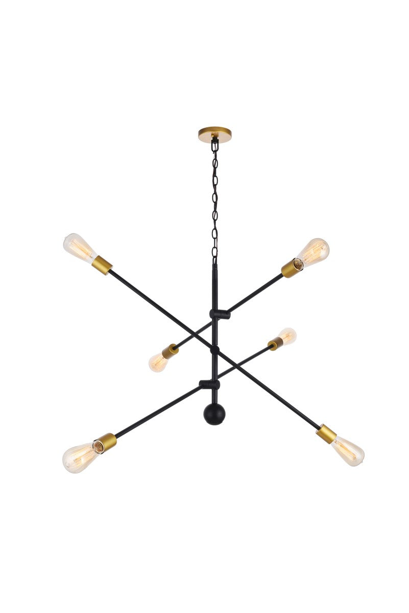 6 Lights Black Pendant by Living District