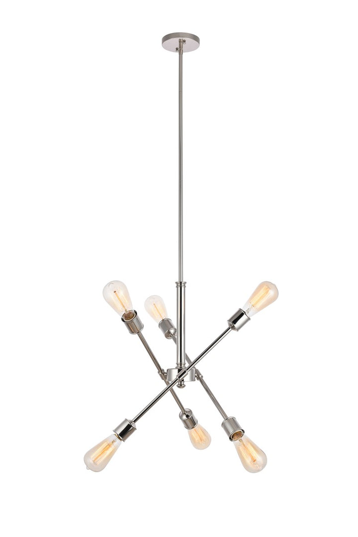 6 Lights polished Nickel Pendant by Living District