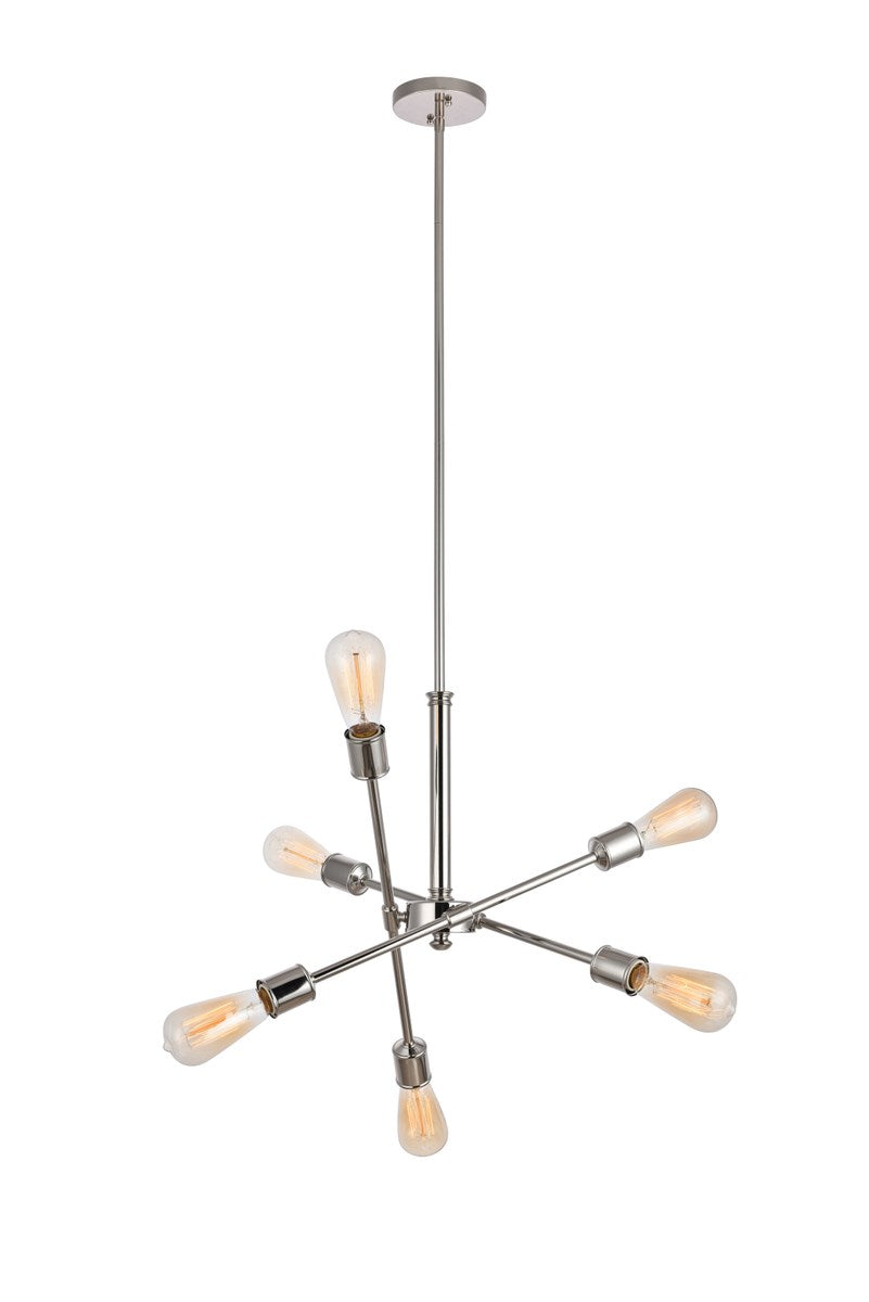 6 Lights polished Nickel Pendant