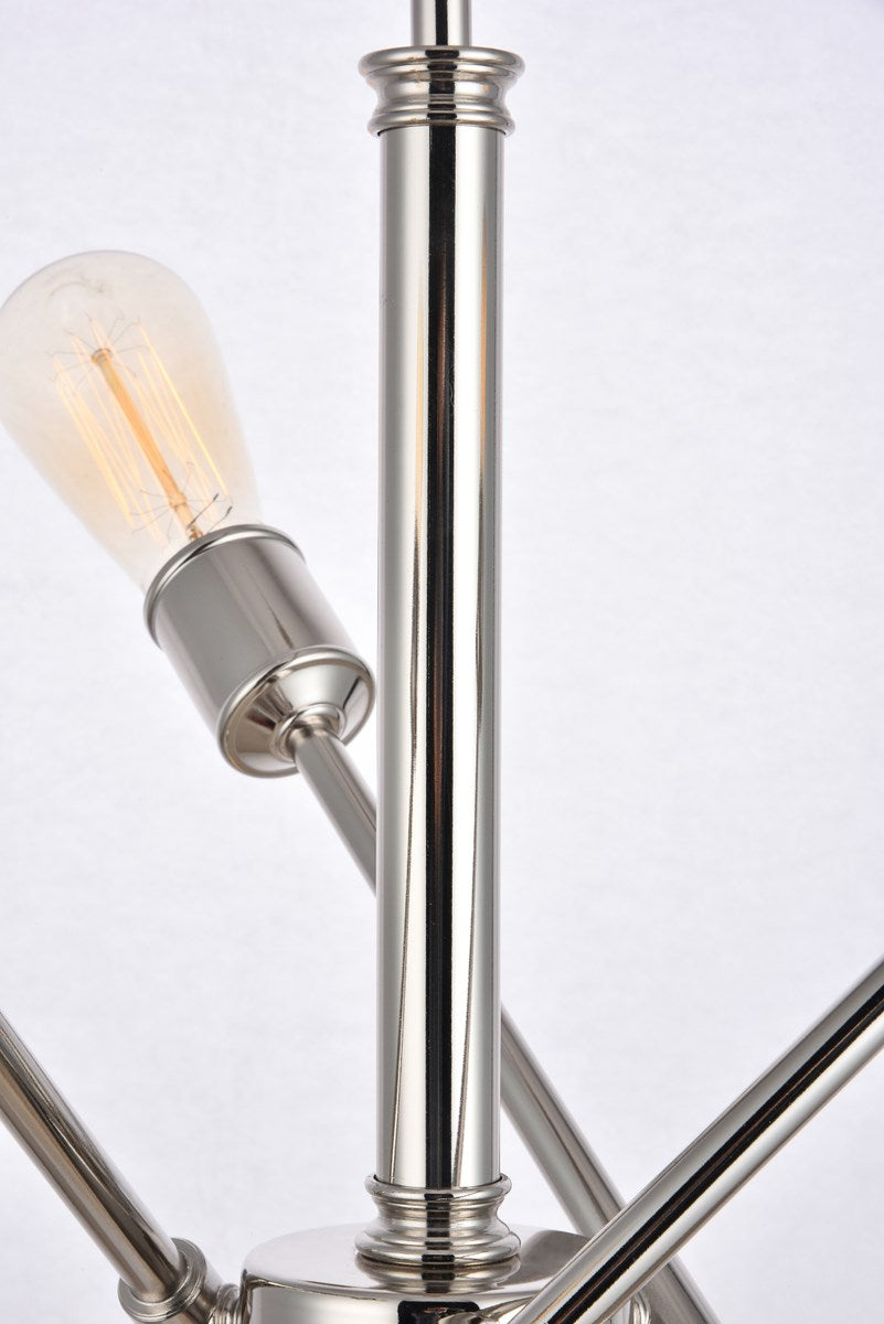 6 Lights polished Nickel Pendant