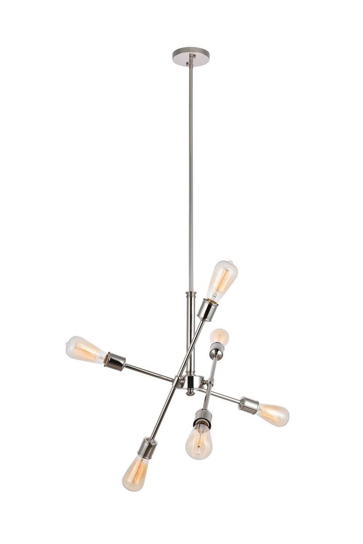 6 Lights polished Nickel Pendant