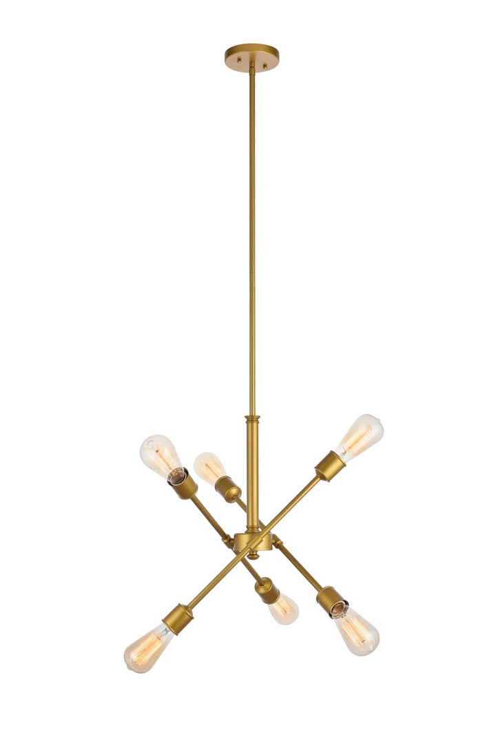 6 Lights Brass Pendant by Living District