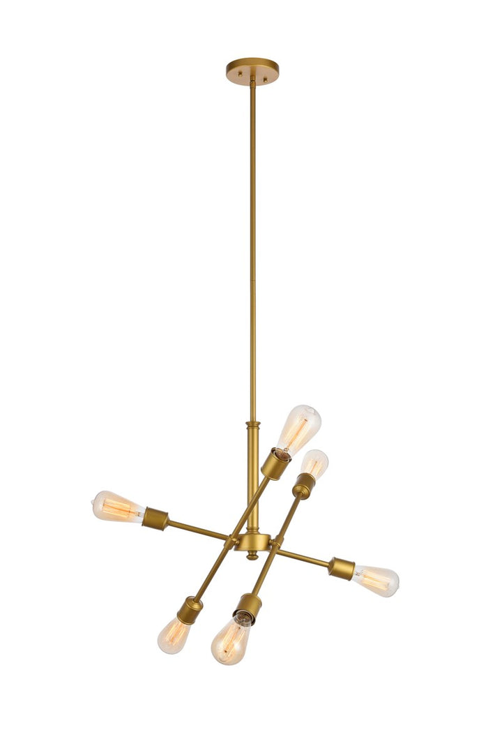 6 Lights Brass Pendant