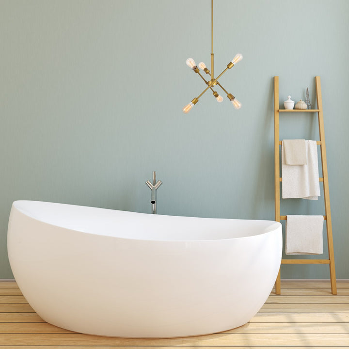 6 Lights Brass Pendant