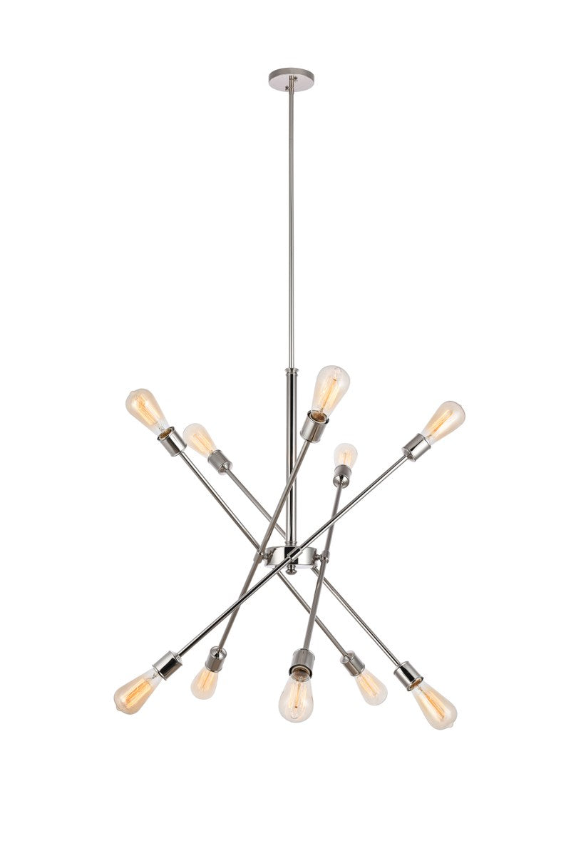 10 Lights polished Nickel Pendant by Living District