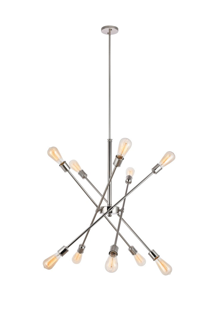 10 Lights polished Nickel Pendant by Living District
