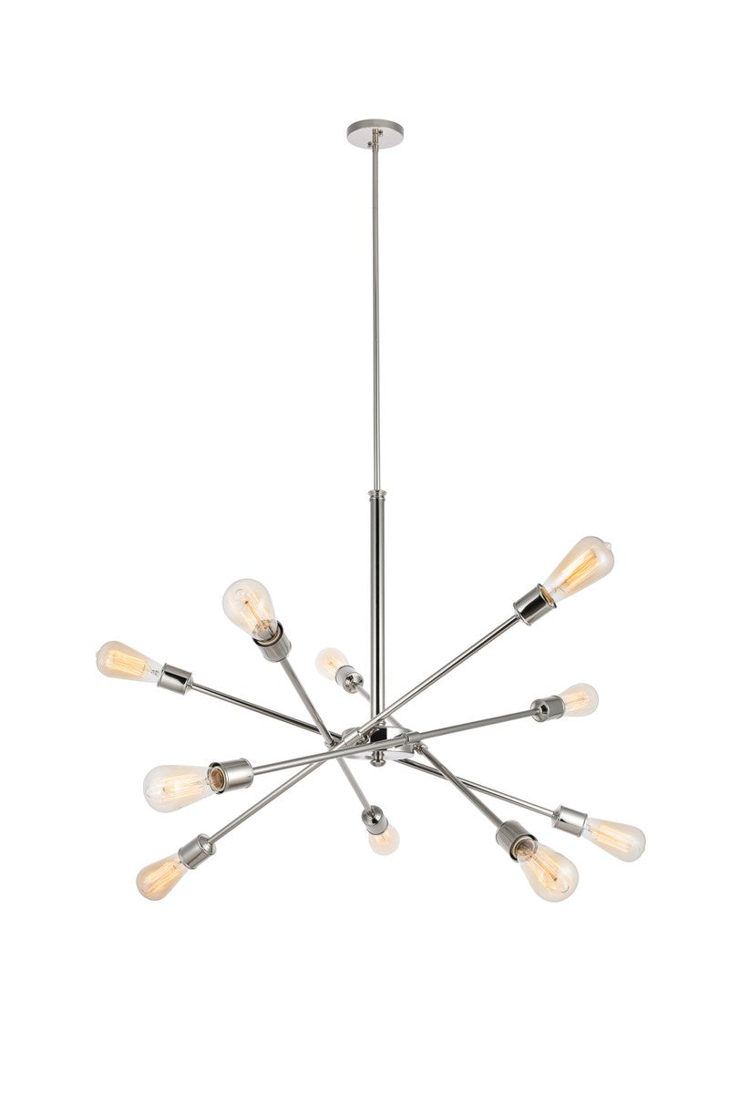 10 Lights polished Nickel Pendant