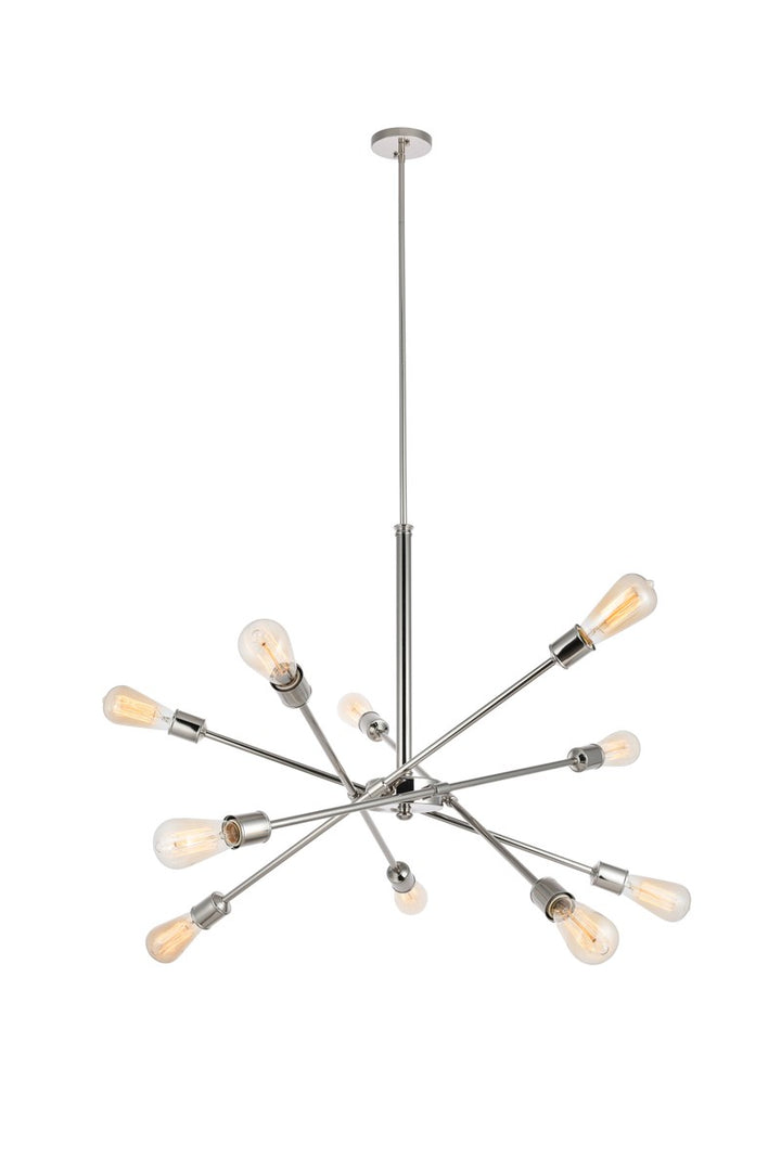 10 Lights polished Nickel Pendant