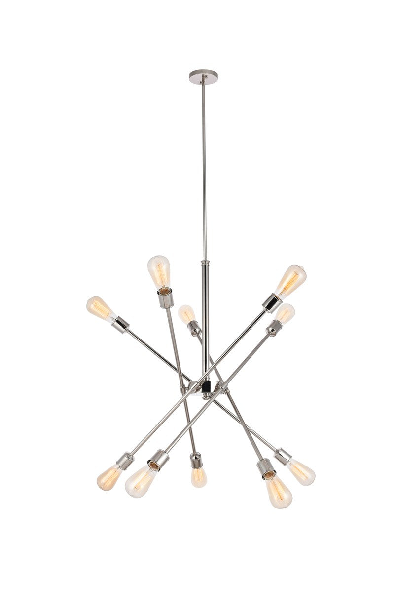 10 Lights polished Nickel Pendant