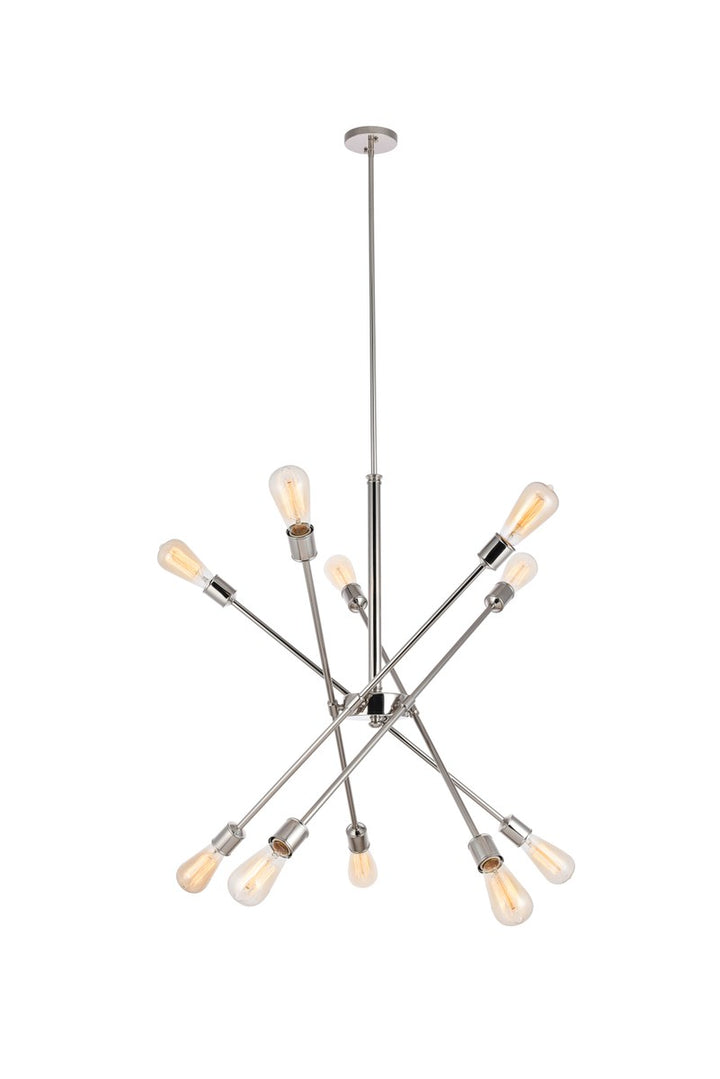10 Lights polished Nickel Pendant