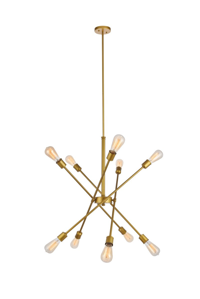 10 Lights Brass Pendant by Living District