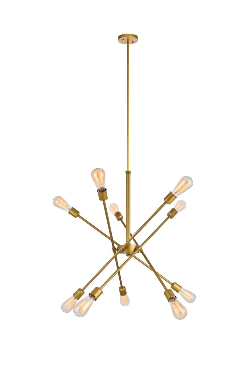 10 Lights Brass Pendant
