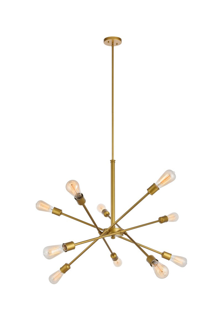 10 Lights Brass Pendant
