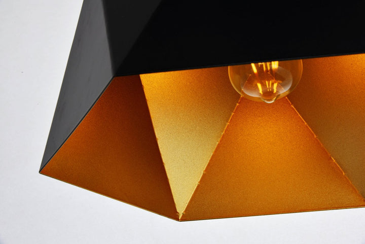 Collection Pendant D15.0'' H9.6 Lt:1 Black and Gold Finish