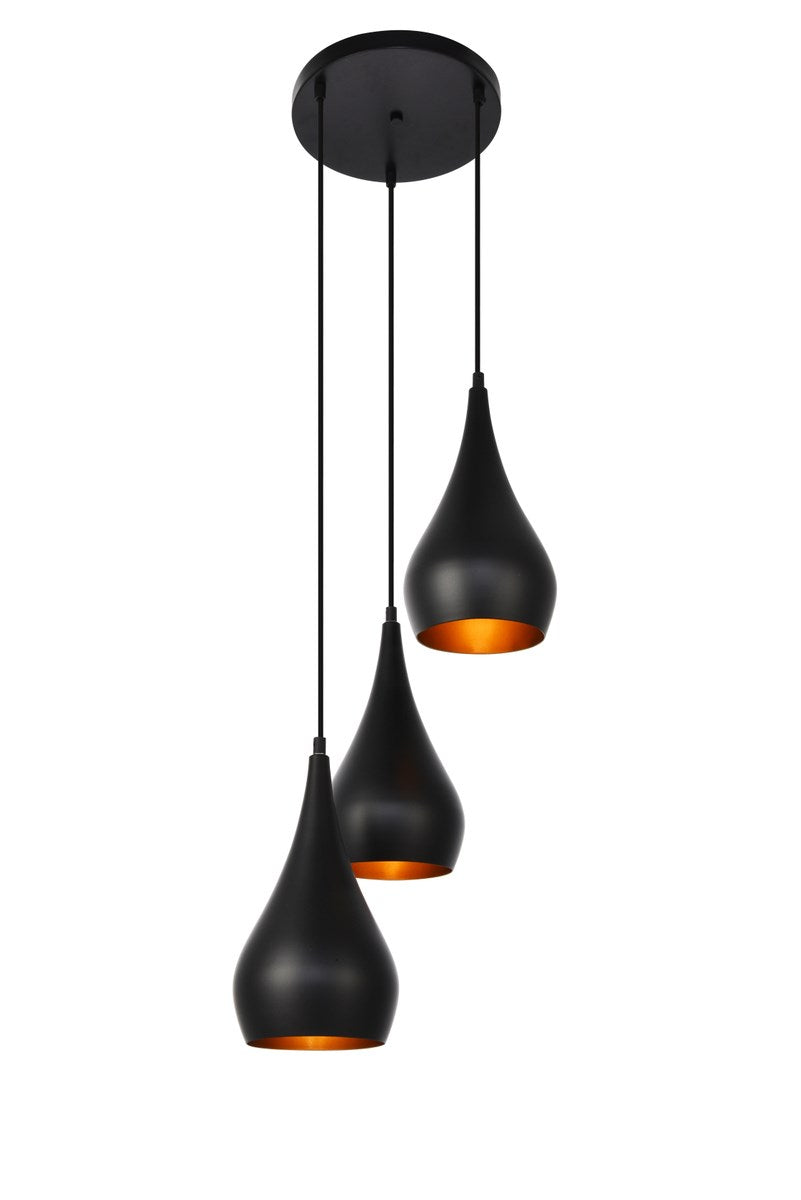 Collection Pendant D14.5in H11.5in Lt:3 Black finish by Living District
