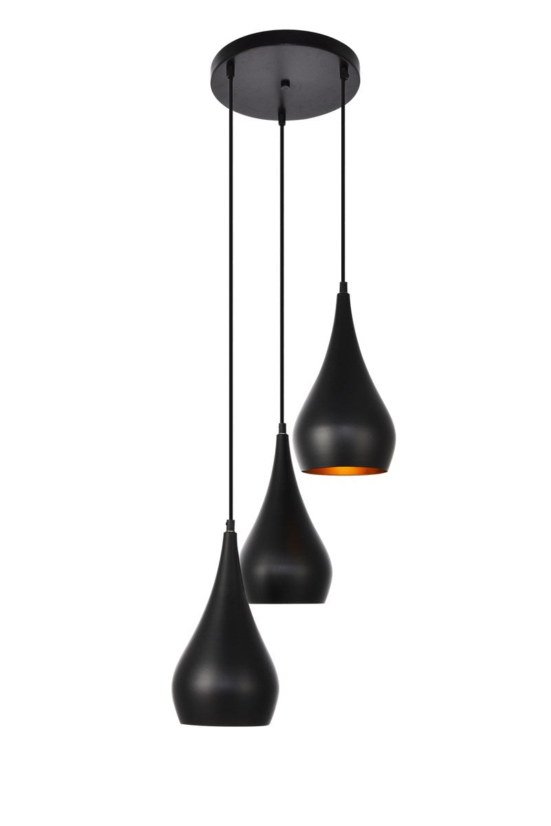 Collection Pendant D14.5in H11.5in Lt:3 Black finish