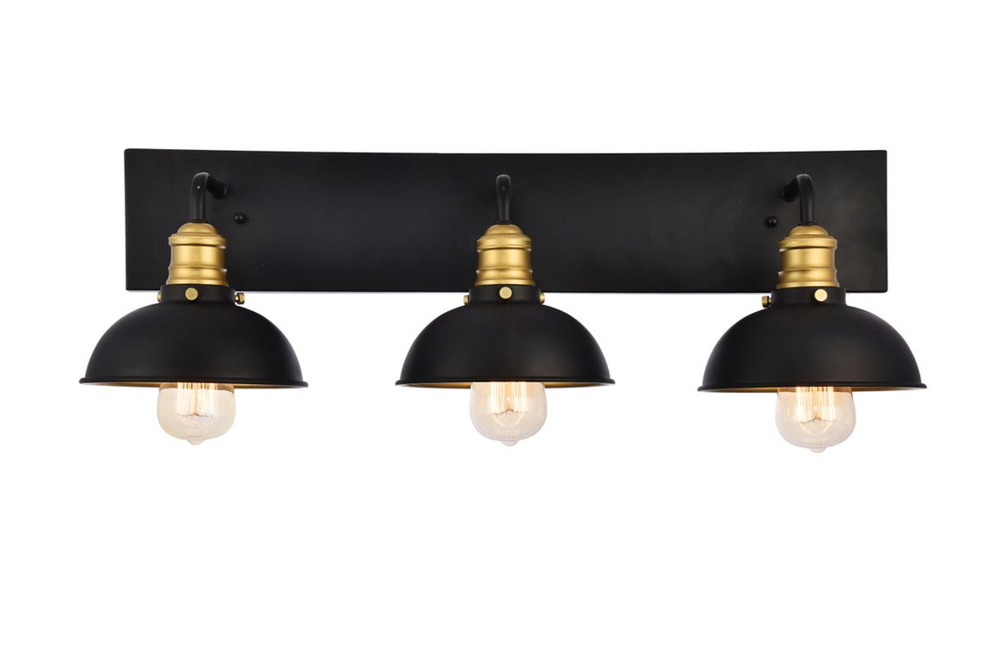 Collection Wall Sconce D27 H8.3 Lt:3 Black and Brass Finish by Living District