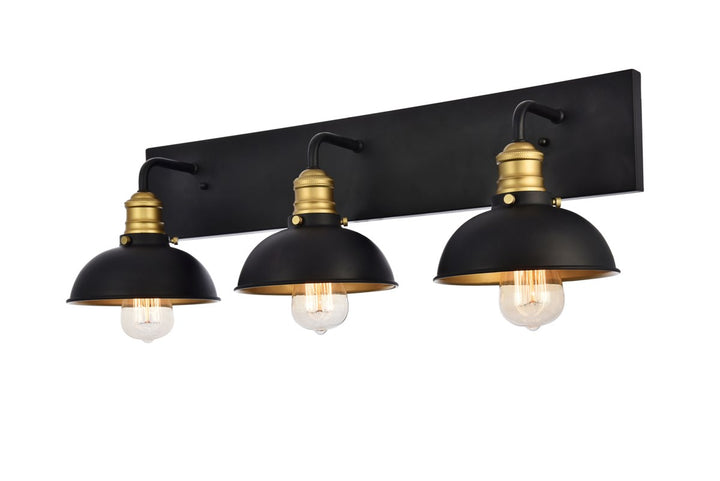 Collection Wall Sconce D27 H8.3 Lt:3 Black and Brass Finish