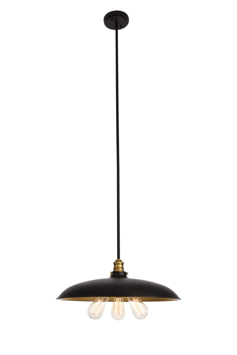 Collection Chandelier D20.5 H6.5 Lt:3 Black and Brass Finish by Living District