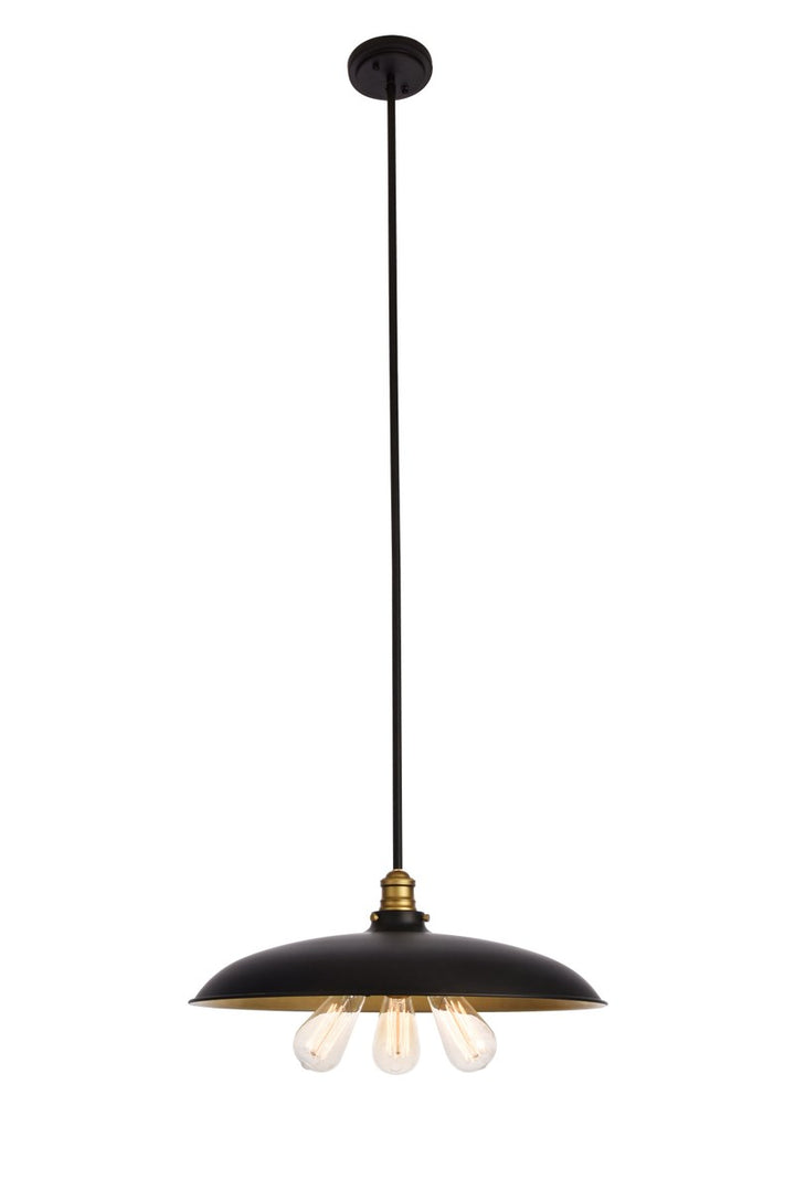 Collection Chandelier D20.5 H6.5 Lt:3 Black and Brass Finish by Living District