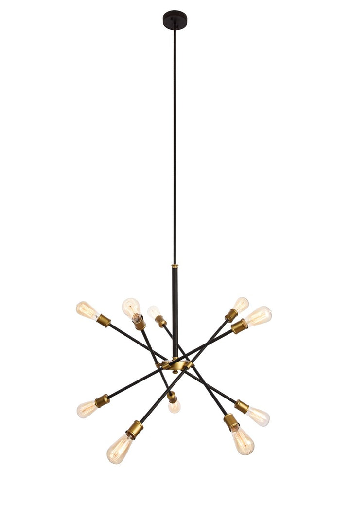 Collection Chandelier D27.2 H32.5 Lt:10 Black and Brass Finish by Living District