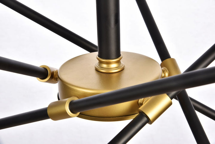 Collection Chandelier D27.2 H32.5 Lt:10 Black and Brass Finish