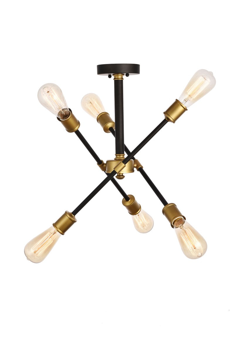 Collection Flushmount D17.1 H16.6 Lt:6 Black and Brass Finish by Living District