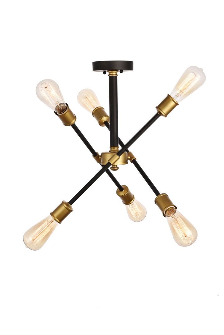 Collection Flushmount D17.1 H16.6 Lt:6 Black and Brass Finish by Living District