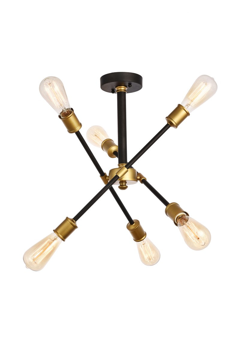 Collection Flushmount D17.1 H16.6 Lt:6 Black and Brass Finish