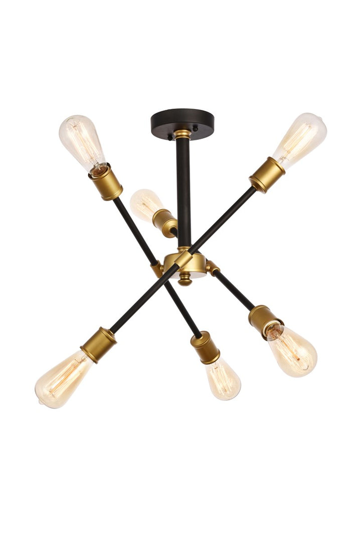 Collection Flushmount D17.1 H16.6 Lt:6 Black and Brass Finish