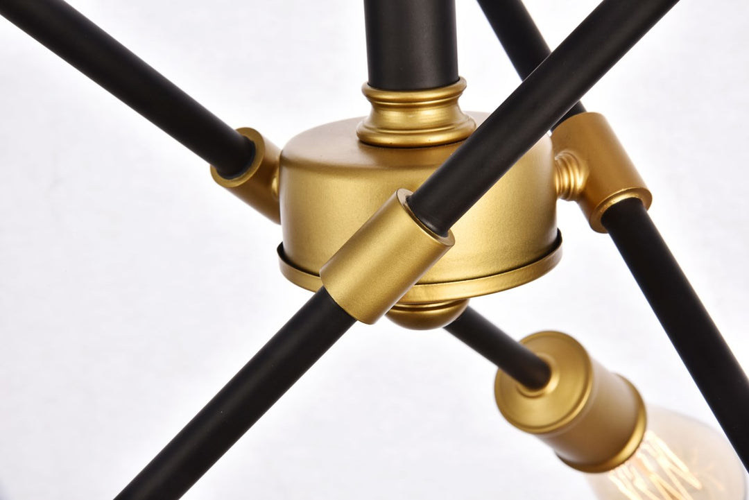 Collection Flushmount D17.1 H16.6 Lt:6 Black and Brass Finish