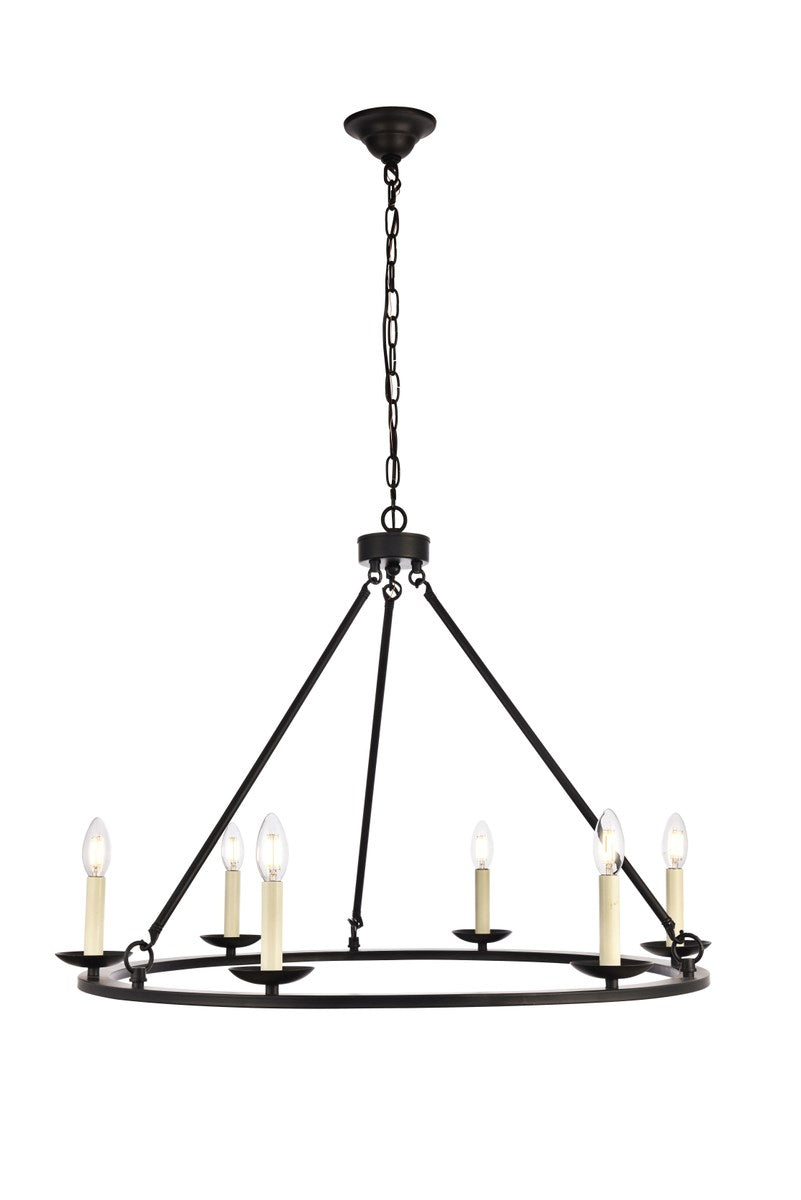 Collection Chandelier D32.4 H23.25 Lt:6 Black Finish by Living District