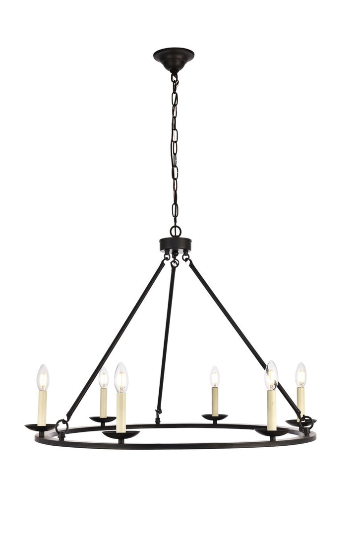 Collection Chandelier D32.4 H23.25 Lt:6 Black Finish by Living District