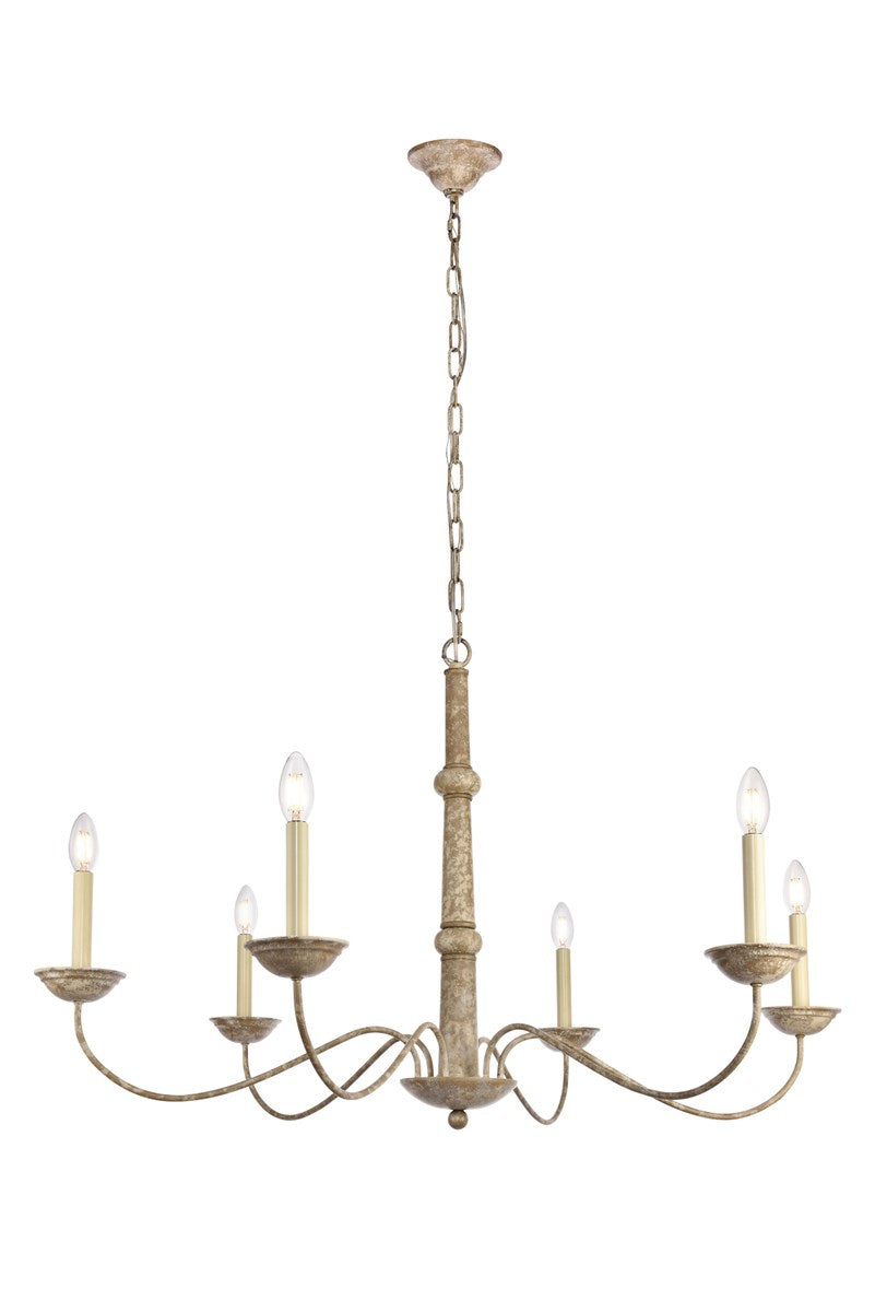 Collection Chandelier D39.8 H24 Lt:6 Weathered Dove Finish by Living District