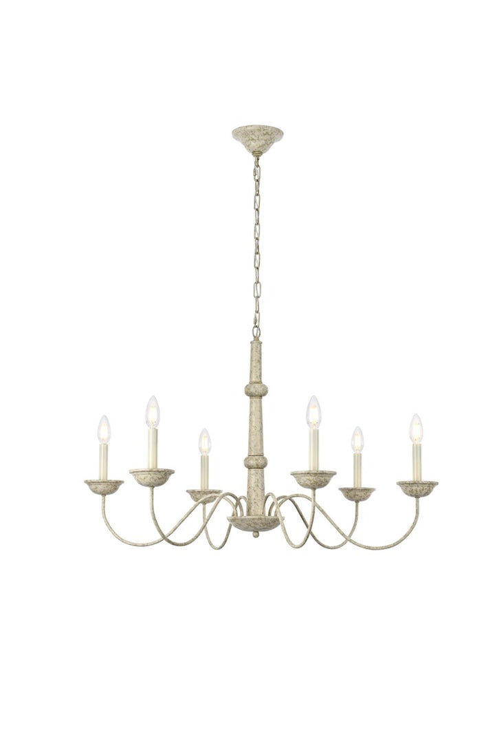 Collection Chandelier D35 H21.6 Lt:6 Weathered Dove Finish by Living District
