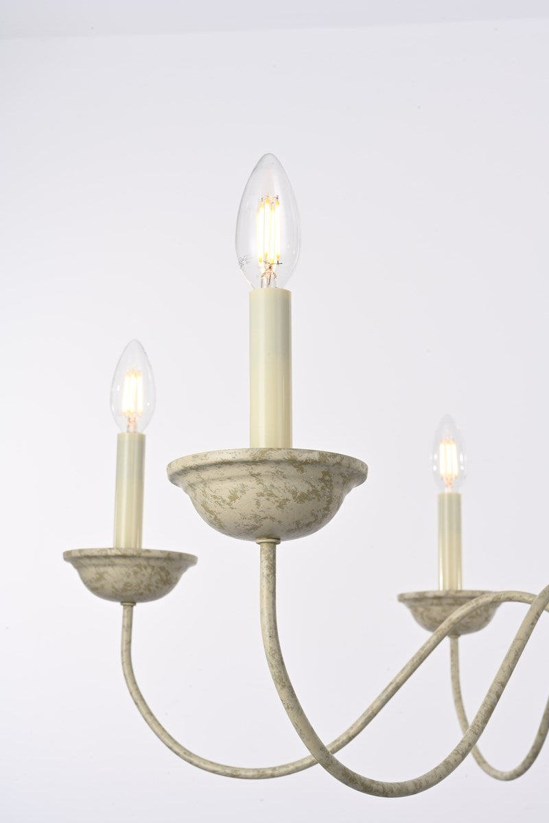 Collection Chandelier D35 H21.6 Lt:6 Weathered Dove Finish