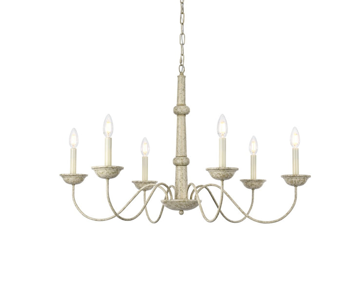 Collection Chandelier D35 H21.6 Lt:6 Weathered Dove Finish