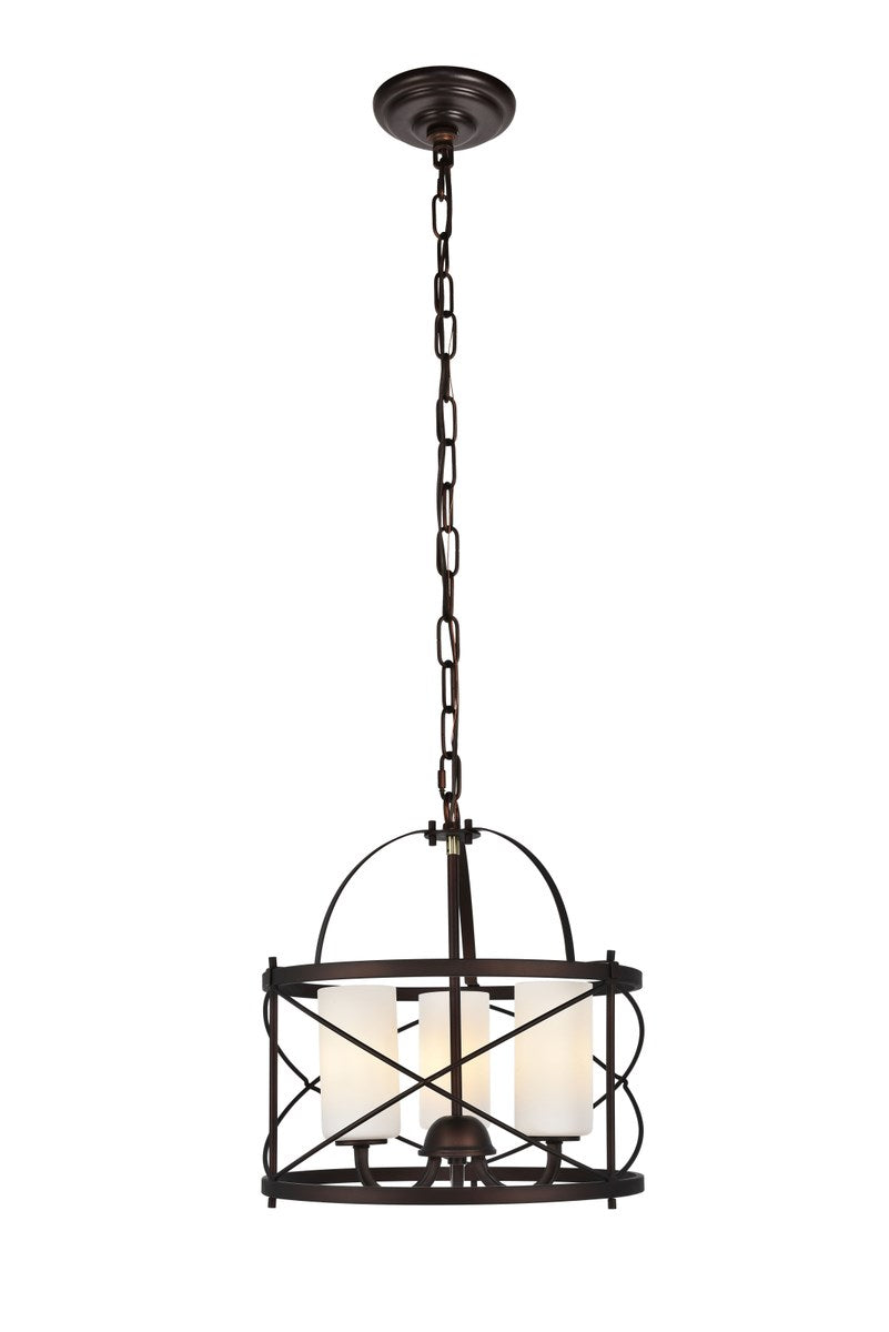 Collection Pendant D15.8 H17.3 Lt:3 Dark Copper Brown and frosted white Finish by Living District