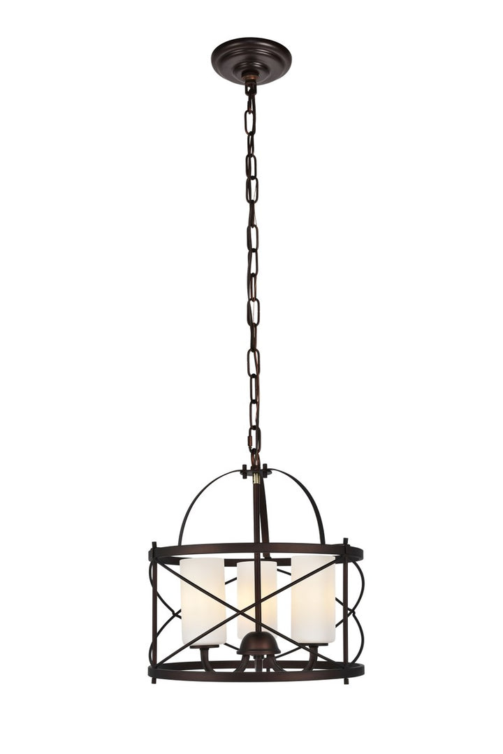 Collection Pendant D15.8 H17.3 Lt:3 Dark Copper Brown and frosted white Finish by Living District