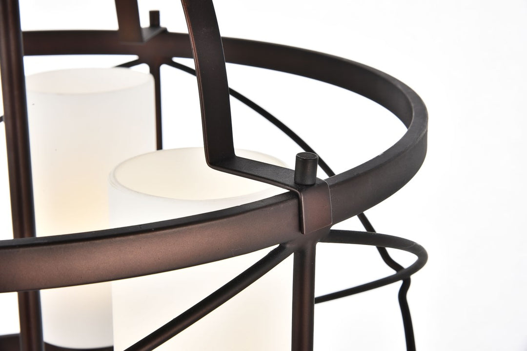 Collection Pendant D15.8 H17.3 Lt:3 Dark Copper Brown and frosted white Finish