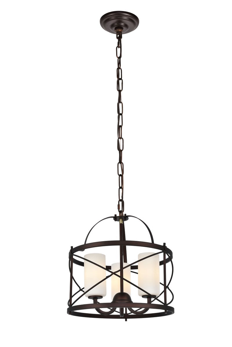 Collection Pendant D15.8 H17.3 Lt:3 Dark Copper Brown and frosted white Finish