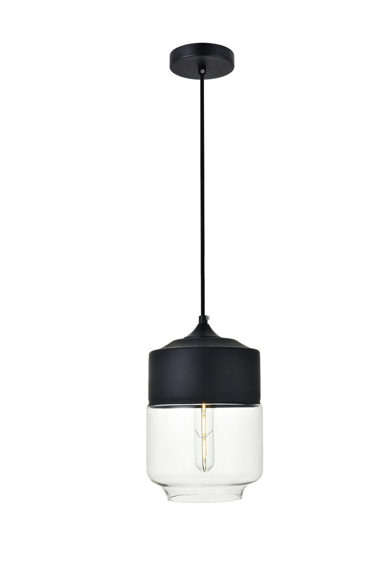 1 Light Black Pendant With Clear Glass by Living District