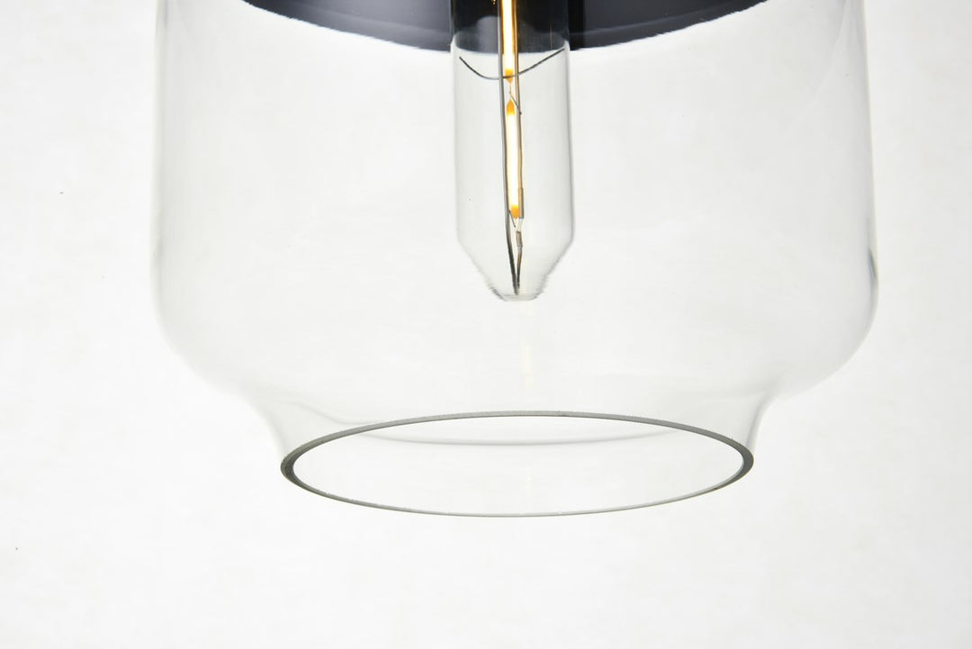 1 Light Black Pendant With Clear Glass