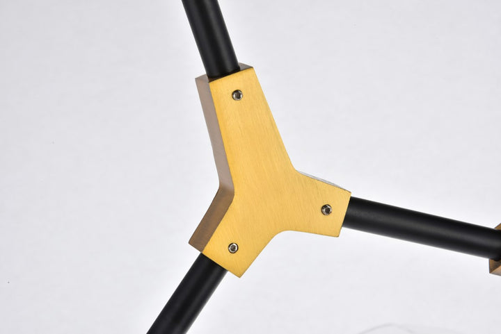 9 Light In Light Antique Brass And Flat Black Pendant