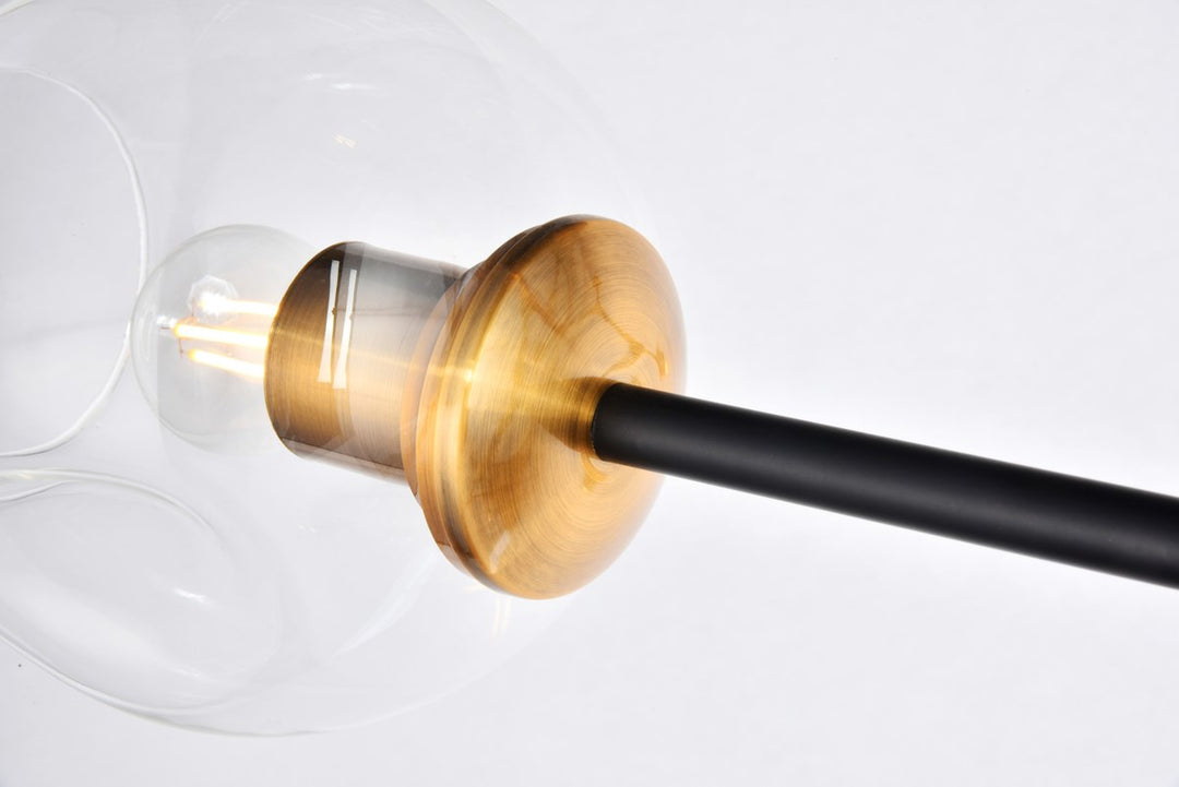9 Light In Light Antique Brass And Flat Black Pendant